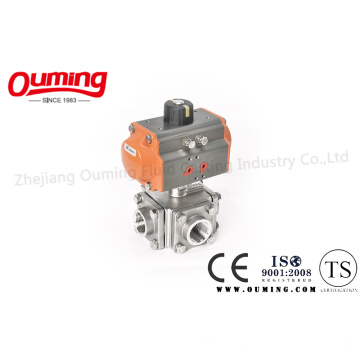 Four Way Threaded End Ball Valve with Pneumatic Actuator